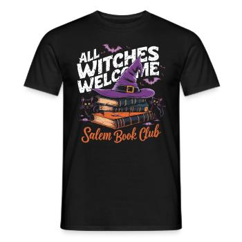 All Witches Welcome Salem Book Club – Hexen Style - Men's T-Shirt - black - Front - AI Model Male 178 light (178cm)