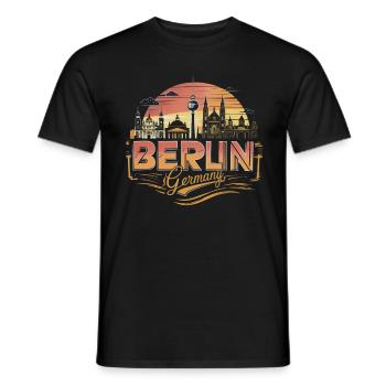Berlin Skyline Design Wahrzeichen von Deutschland - Männer T-Shirt - Schwarz - Vorne - AI Model Male 178 light (178cm)