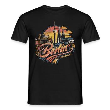 Berlin Skyline Design Wahrzeichen von Deutschland - Männer T-Shirt - Schwarz - Vorne - AI Model Male 178 light (178cm)