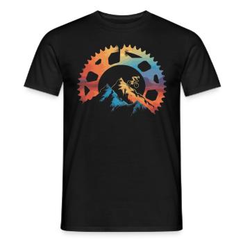 Mountainbike-Fahrer Sonnenuntergang Design - Männer T-Shirt - Schwarz - Vorne - AI Model Male 178 light (178cm)