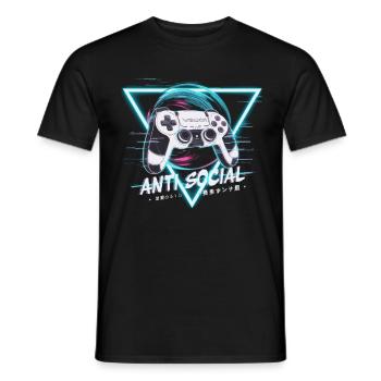Gaming Controller Glitch Design - Men's T-Shirt - black - Front - AI Model Male 178 light (178cm)