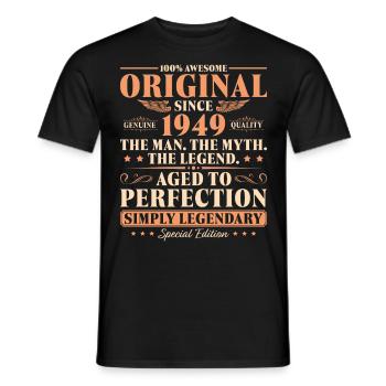 Original 1949 Jahrgang Mann Vintage 75 Geburtstag - Männer T-Shirt - Schwarz - Vorne - AI Model Male 178 light (178cm)
