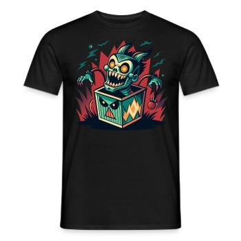 Monster Jack-in-the-Box - Retro Horror Fun - Men's T-Shirt - black - Front - AI Model Male 178 light (178cm)