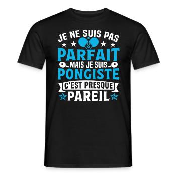 je suis pongiste c'est presque pareil - T-shirt homme - noir - Devant - AI Model Male 178 light (178cm)