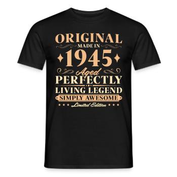 Original 1945 Jahrgang 80 Geburtstag - Männer T-Shirt - Schwarz - Vorne - AI Model Male 178 light (178cm)