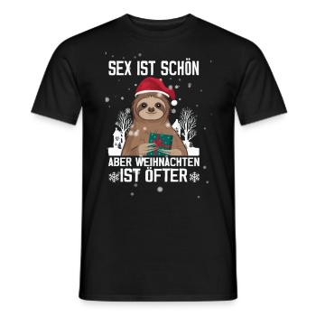 Funny Christmas Sloth - Men's T-Shirt - black - Front - AI Model Male 178 light (178cm)