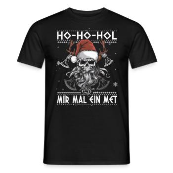 Ho Ho Let's get a mead - Men's T-Shirt - black - Front - AI Model Male 178 light (178cm)