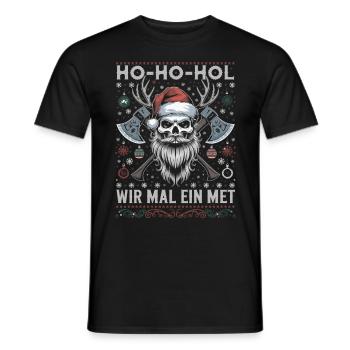 Ho Ho Let's get a mead - Men's T-Shirt - black - Front - AI Model Male 178 light (178cm)