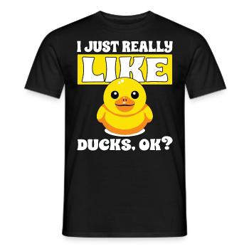 Drôle d’art du canard J’aime les canards - T-shirt homme - noir - Devant - AI Model Male 178 light (178cm)