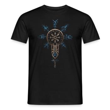 Marteau de Thor – Runes et symbolisme viking - T-shirt homme - noir - Devant - AI Model Male 178 light (178cm)