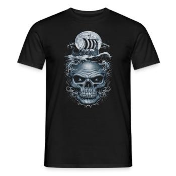 Vikings – Loups et navire au clair de lune - T-shirt homme - noir - Devant - AI Model Male 178 light (178cm)