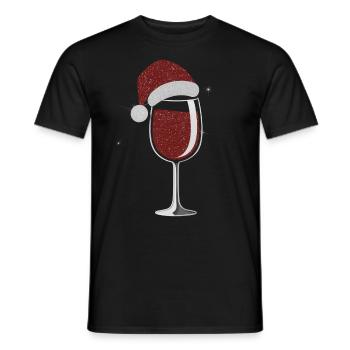 Elegant Christmas wine glass - Men's T-Shirt - black - Front - AI Model Male 178 light (178cm)