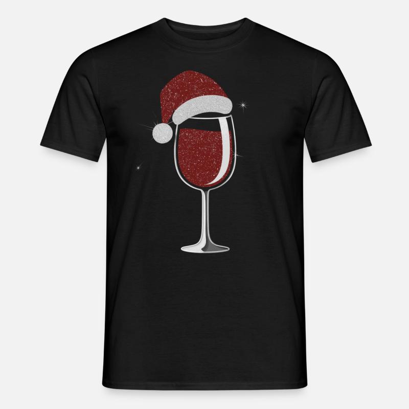 Elegantes Weihnachts-Weinglas - Männer T-Shirt - Schwarz
