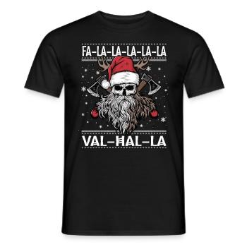Viking Christmas Fa-la-la Valhalla Humor - Men's T-Shirt - black - Front - AI Model Male 178 light (178cm)