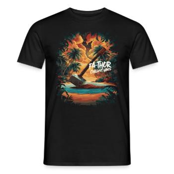Fa-Thor Chillout Vibes – Entspannen wie ein Gott - Männer T-Shirt - Schwarz - Vorne - AI Model Male 178 light (178cm)