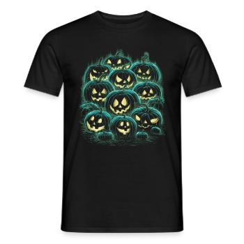 Glowing Pumpkin Parade – Halloween Pumpkin Design - Men's T-Shirt - black - Front - AI Model Male 178 light (178cm)