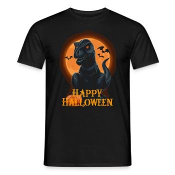 Happy Halloween – Pumpkin and Bat T-REX - Men's T-Shirt - black - Front - AI Model Male 178 light (178cm)