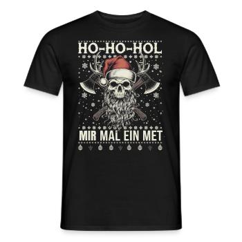 Ho Ho Let's get a mead - Men's T-Shirt - black - Front - AI Model Male 178 light (178cm)