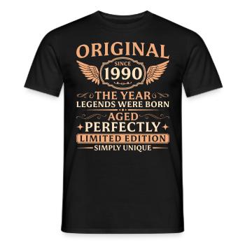 Original seit 1990 Jahrgang Geburtstag - Männer T-Shirt - Schwarz - Vorne - AI Model Male 178 light (178cm)