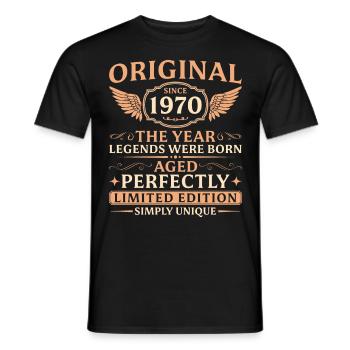 Original seit 1970 Jahrgang Geburtstag - Männer T-Shirt - Schwarz - Vorne - AI Model Male 178 light (178cm)