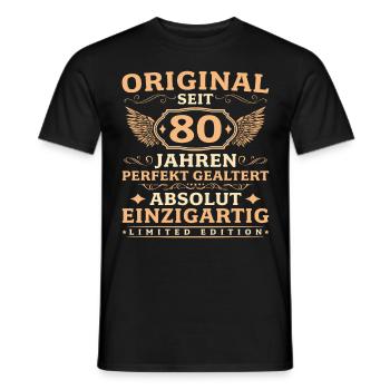 80. Geburtstag Absolut Einzigartig seit 80 Jahren - Männer T-Shirt - Schwarz - Vorne - AI Model Male 178 light (178cm)