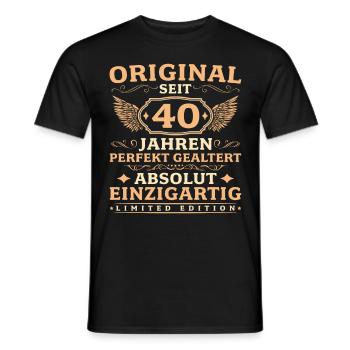 40. Geburtstag Absolut Einzigartig seit 40 Jahren - Männer T-Shirt - Schwarz - Vorne - AI Model Male 178 light (178cm)