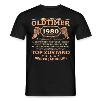 Jahrgang 1980 geboren 45. Geburtstag Männer - Männer T-Shirt - Schwarz - Vorne - AI Model Male 178 light (178cm)