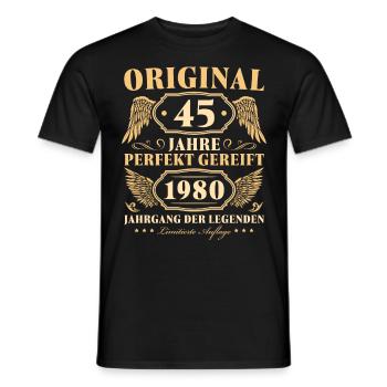45. Geburtstag Mann Jahrgang 1980 geboren - Männer T-Shirt - Schwarz - Vorne - AI Model Male 178 light (178cm)