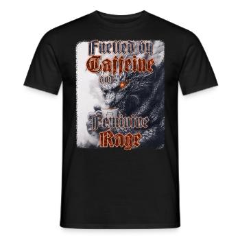Caféine Dragon Rage Féminine Café Fun Féminisme - T-shirt homme - noir - Devant - AI Model Male 178 light (178cm)