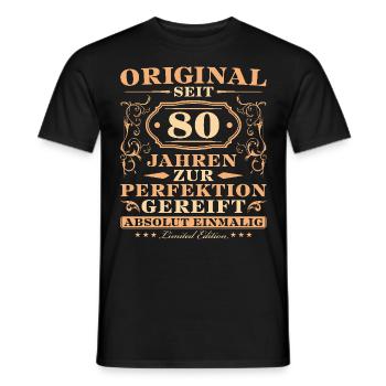 Original seit 80 Jahren Einmalig 80 Geburtstag - Männer T-Shirt - Schwarz - Vorne - AI Model Male 178 light (178cm)