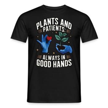 Pflanzen und Patienten immer in guten Händen Krankenschwester - Männer T-Shirt - Schwarz - Vorne - AI Model Male 178 light (178cm)