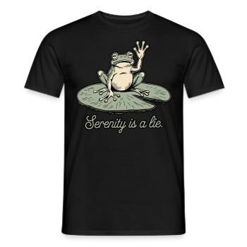 Lustiger Frosch Serenity ist ein Lügenhumor Lily Pad Design - Männer T-Shirt - Schwarz - Vorne - AI Model Male 178 light (178cm)