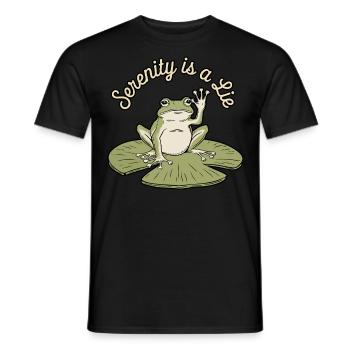 Lustiger Frosch Gelassenheit ist eine Lüge Humor Lily Pad - Männer T-Shirt - Schwarz - Vorne - AI Model Male 178 light (178cm)