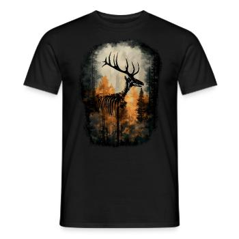 Deer Skeleton Forest Gothic Fantasy Surreal Tree - Men's T-Shirt - black - Front - AI Model Male 178 light (178cm)