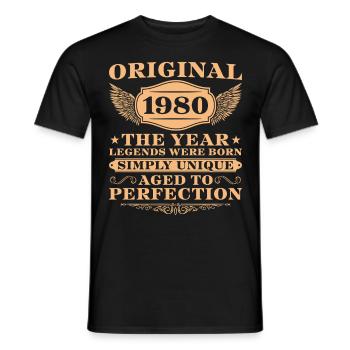 Jahrgang 1980 Geburtstag Einfach Einzigartig - Männer T-Shirt - Schwarz - Vorne - AI Model Male 178 light (178cm)