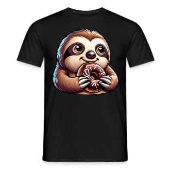 paresseux dessin animé beignet bonbon drôle - T-shirt homme - noir - Devant - AI Model Male 178 light (178cm)