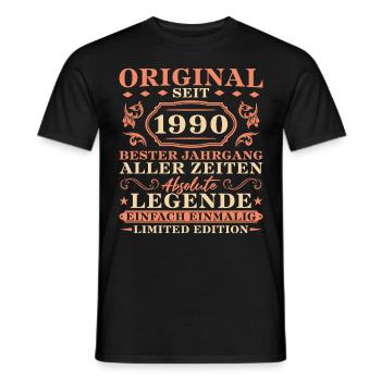 Original seit 1990 Jahrgang Geburtstag - Männer T-Shirt - Schwarz - Vorne - AI Model Male 178 light (178cm)