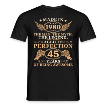1980 Jahrgang Vintage Mann 45. Geburtstag - Männer T-Shirt - Schwarz - Vorne - AI Model Male 178 light (178cm)
