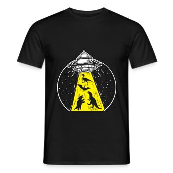 UFO dinosaur - Men's T-Shirt - black - Front - AI Model Male 178 light (178cm)