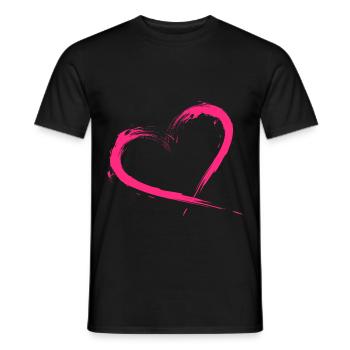 Pinceau Heart Design rose rose Nouvelle variante - T-shirt homme - noir - Devant - AI Model Male 178 light (178cm)