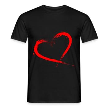 Herz Design Bürste Rot Neu Vektorgrafik - T-shirt homme - noir - Devant - AI Model Male 178 light (178cm)