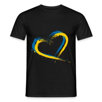Coeur brosse drapeau vecteur drapeau Suède - T-shirt homme - noir - Devant - AI Model Male 178 light (178cm)