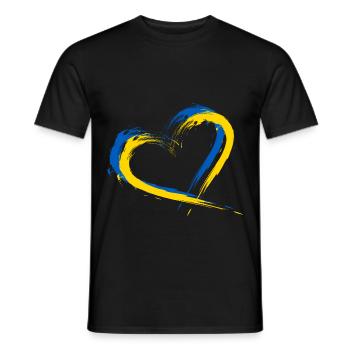 Herz Bürste Flagge der Ukraine Design Farbe Fahne - Männer T-Shirt - Schwarz - Vorne - AI Model Male 178 light (178cm)