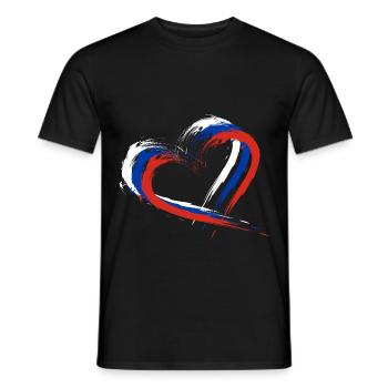 Herz Bürste Flagge Russland Fahne Farben Design - Männer T-Shirt - Schwarz - Vorne - AI Model Male 178 light (178cm)