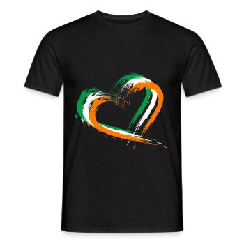 Heart brush flag Ireland flag colors design - Men's T-Shirt - black - Front - AI Model Male 178 light (178cm)