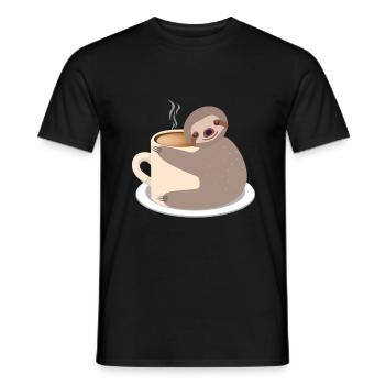 Sloth sweet coffee / cocoa cup Hot gift idea - Men's T-Shirt - black - Front - AI Model Male 178 light (178cm)