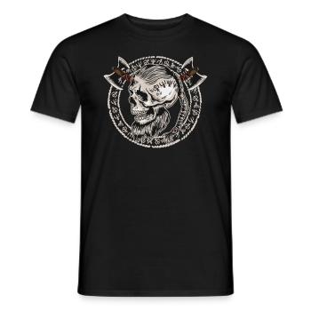 Norse Viking Skull Celtic Mythology Runen - Männer T-Shirt - Schwarz - Vorne - AI Model Male 178 light (178cm)