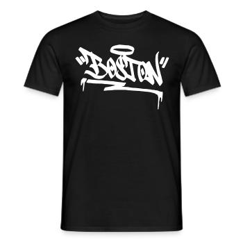 Boston City Graffiti Street Art HandStyle USA Hip - Männer T-Shirt - Schwarz - Vorne - AI Model Male 178 light (178cm)