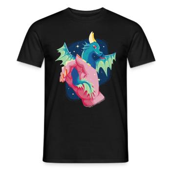 Dragon Baby Haustier Süßes Fantasie -Aquarellmaler - Männer T-Shirt - Schwarz - Vorne - AI Model Male 178 light (178cm)