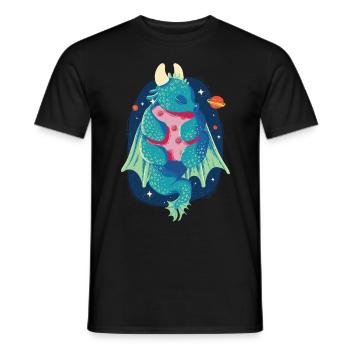 Niedliche Drachenbaby mythische Raum -Aquarell -Ma - Männer T-Shirt - Schwarz - Vorne - AI Model Male 178 light (178cm)